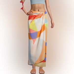 NWT Cost Plus World Market Orange and Blue Swim Sarong